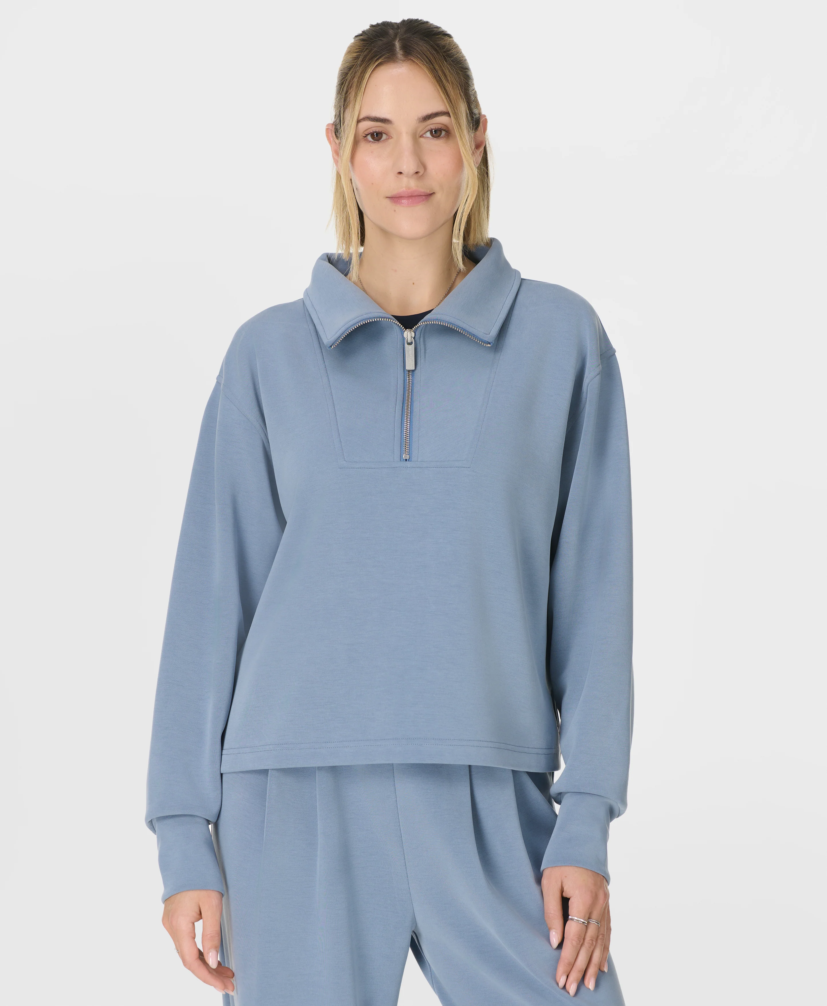 Sand Wash Half Zip Crop Sweatshirt - Image 4